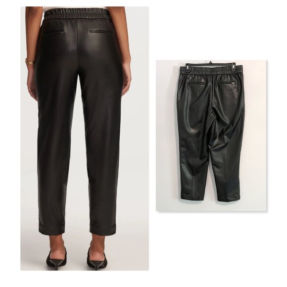 Anne Klein Pull On Cinched Waist Faux Leather Pant Sz L NWT - Picture 5 of 9